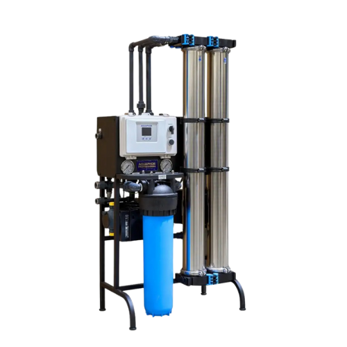 מערכת אוסמוזה הפוכה תעשייתית 500 ליטר שעה, משאבת לחץ GRUNDFOS, ממברנות אוסמוזה 4040 בתאי לחץ מנירוסטה, חיסכון במים לתעשיית המזון ושירותי שטיפת רכבים.